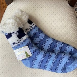 Sherpa lined and cuffed slipper socks